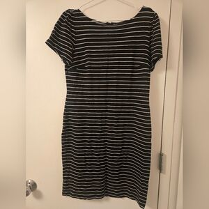 Ann Taylor Black and White Striped Mini Dress